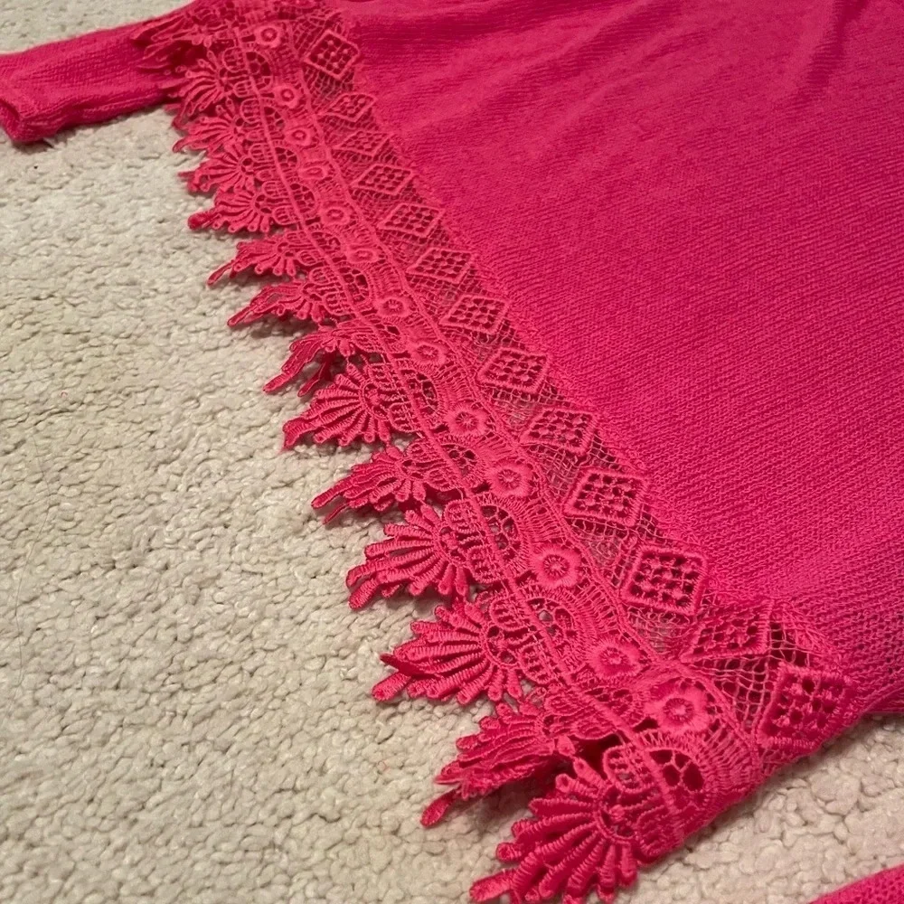 Pink Lightweight‎ Blouse with Lace Details